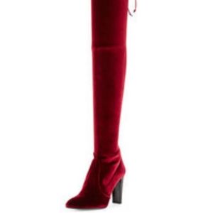 Stuart Weitzman rich burgundy velvet over the knee boots alllegs